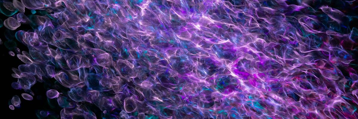 Wide abstract visualization of focused energy and calm environment